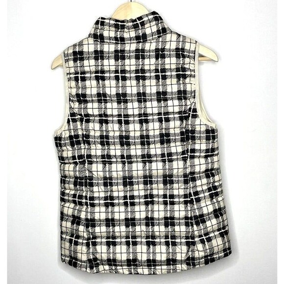 Ruff Hewn Vest Women's SMALL Puffy Full Zip Jacket Checkered Black/ Cream - Picture 2 of 4